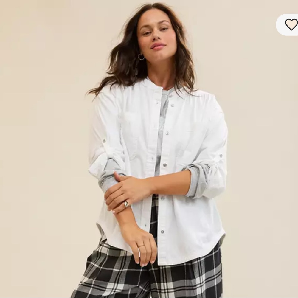 Aerie Classic White Button-Up Shirt Aerie Roll With It Button Down Shirt